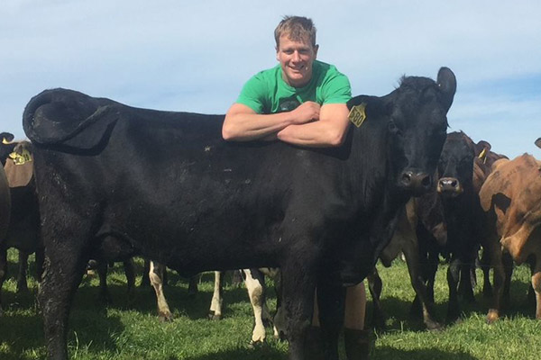 Tony Dodunski with his cow